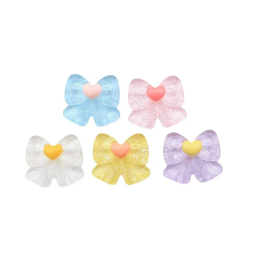 10PCS Transparent Bow Tie Series Miniature Flat Back Resin Cabochons For Hairpin Scrapbooking DIY Home Decor Craft Accessories