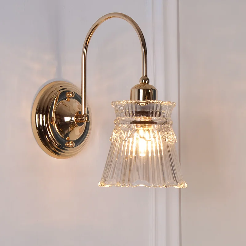 

Bedroom Bedside Wall Lamp Scandinavian French Simple Living Room TV Background Wall Gold Wall Lamp Staircase Aisle LED Wall Lamp