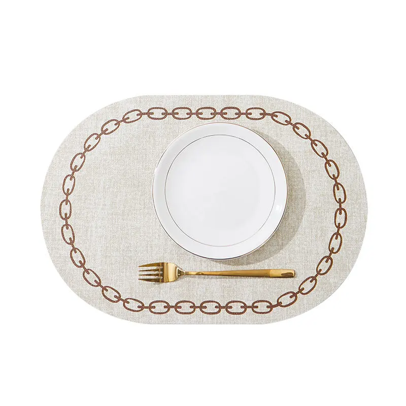 1/4/6pcs Cream Oval Placemats Waterproof Wipeable Washable Place Mats, Christmas Gift Table Placemats for Dining Table Kitchen