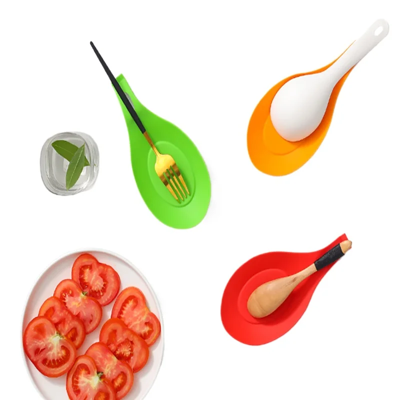 Silicone  Kitchenware Shelving Insulation Placemat Heat Resistant Soup Spoon Flavor Dish  Shelving Mat Kitchen Tools