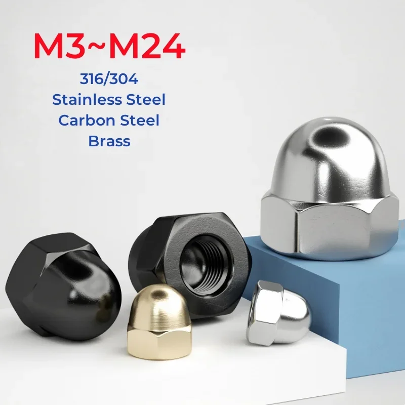 M3 M4 M5 M6 M8 M10 M12 M14 M16 M18 M20 M22 M24 316/304 Stainless Steel Carbon Steel Brass Acorn Cap Nut Decorative Dome Head Nut