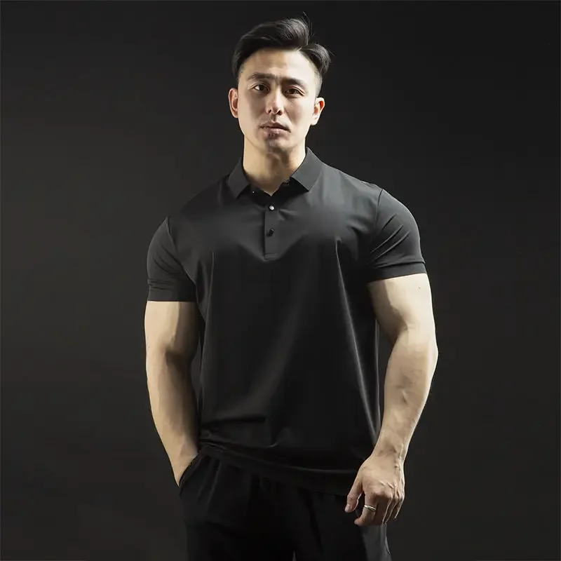 

Male Polo Shirts Skinny 5xl Smooth Slim Fit Loose Cheap Clothes Party Vintage Elastic Tee Music Stylish Mens With Collar T-shirt