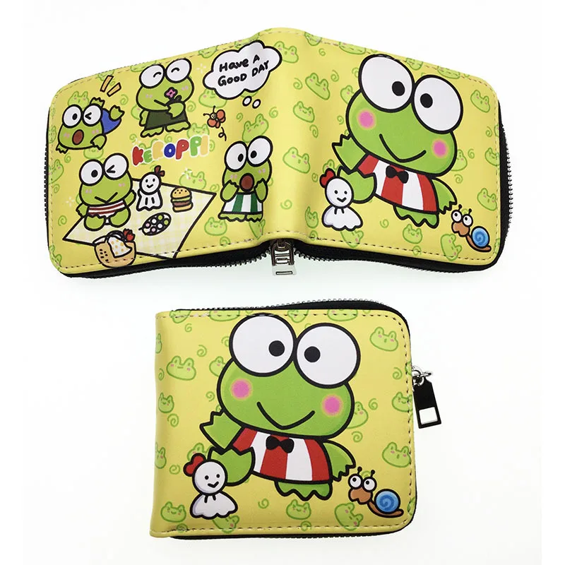 Wallet Kawaii Sanrioed Keroppi Kuromi My Melody Half Fold Card Holder Coin Purse Student Girl Gift Anime Figure