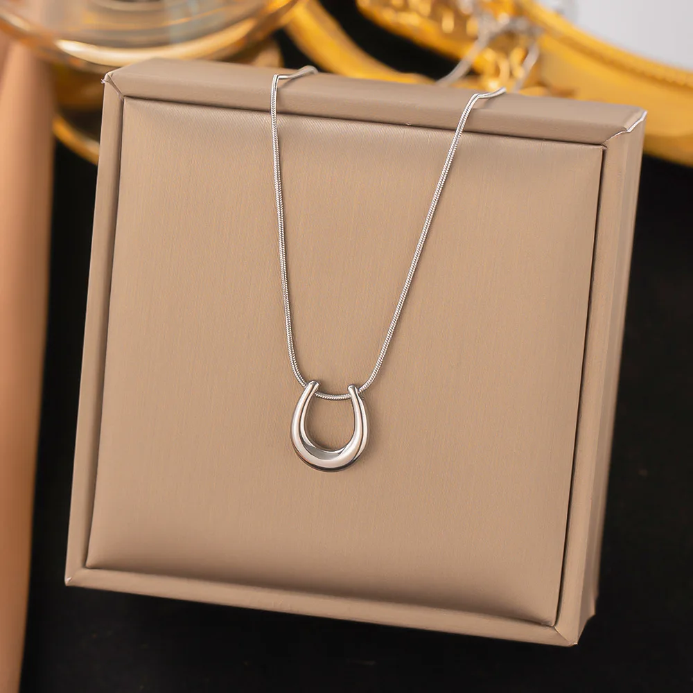 Titanium Steel Geometric U Necklace Women Light Luxury Niche Design Simple Clavicle Chain