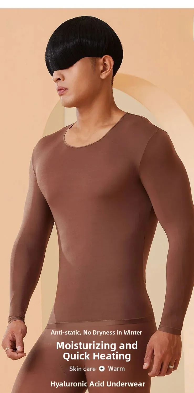 Conjunto de Ropa Interior Térmica para Hombre, Ultrafina, de Alta Elasticidad, Invisible, Pantalones Largos hasta los Tobillo...