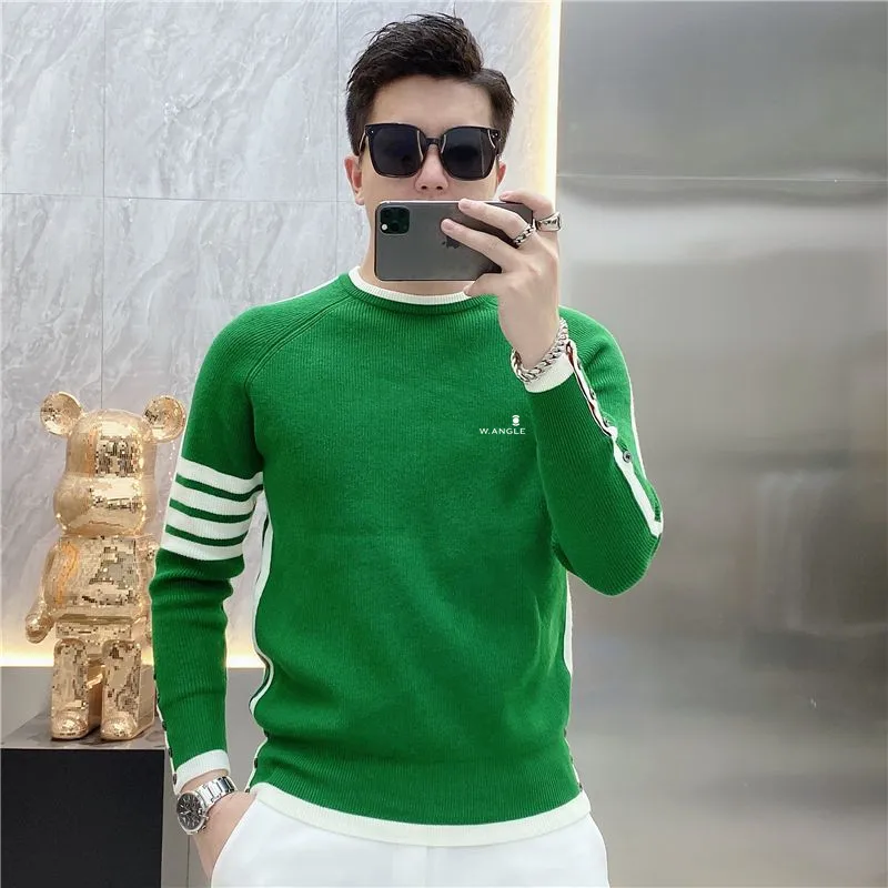 Autumn Golf Wear Men 2024 High Quality Golf Sweater Simplicity Round Neck Windproof Knit Luxury Men Cultivate Oneself Blouse