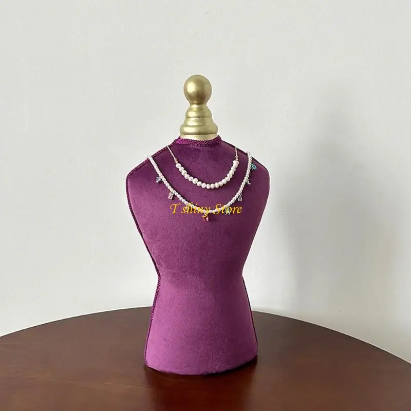 N58F Velvets Necklace Display Bust Showing Holder Perfect for Store Window Visibility