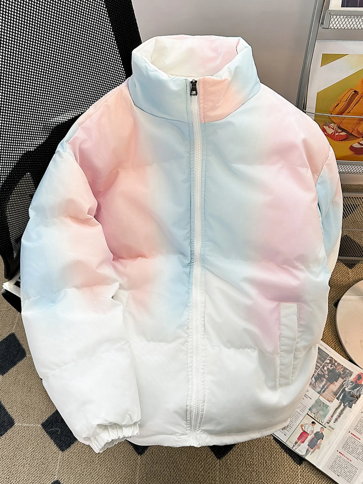 

adient down Cotton Jaet Men's Winter Thiened Loose Couple Trendy Brand INS Warm Cotton Coat Outerwear Youth ular