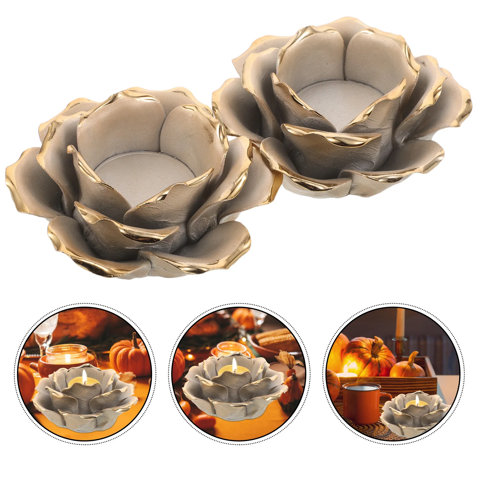 

2Pcs Vintage Floral Ceramic Tea Light Holders for Wedding Favors Table Centerpiece and Christmas Decor Ceramic Tealight Holder