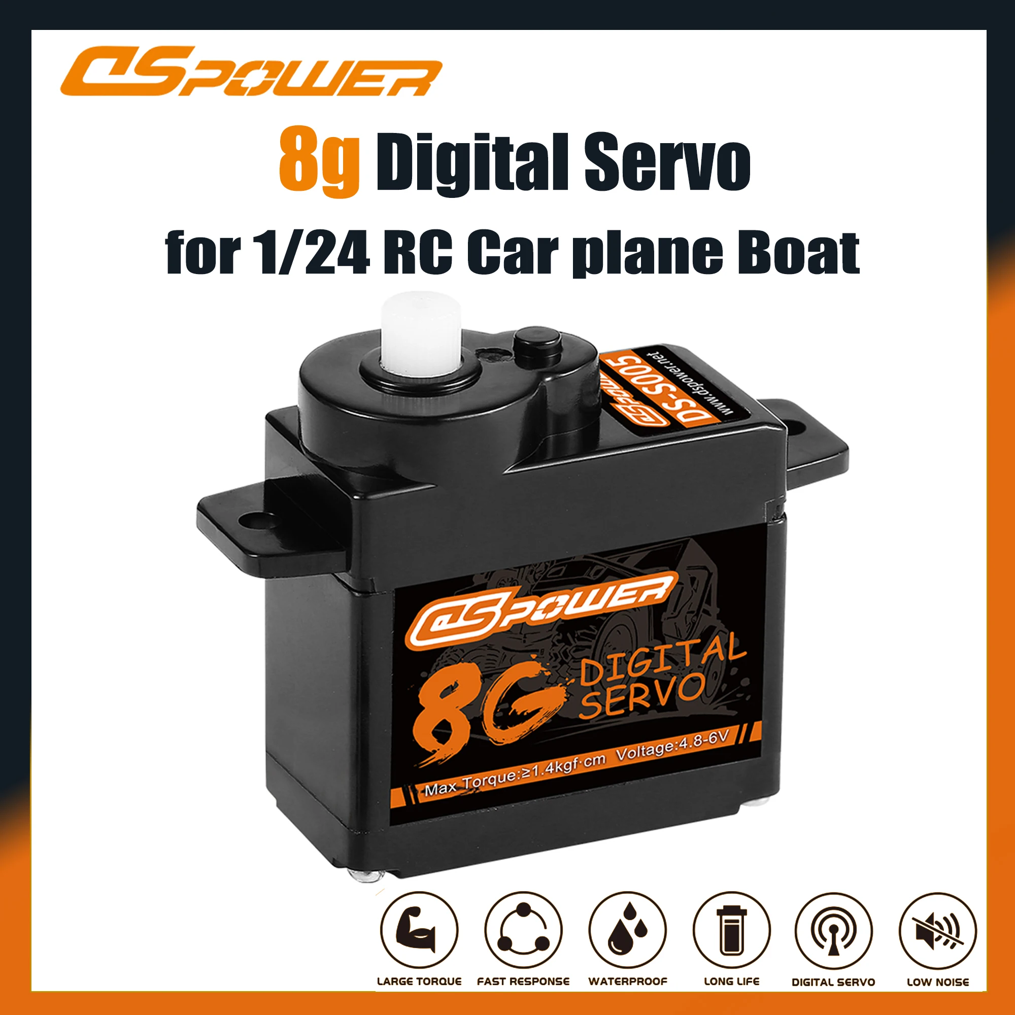 DSpower S005 8g Micro Digital Servo Waterproof Coreless Motor for 1/24 RC Car SCX24 WLtoys Airplane Fixed-wing Helicopter Part