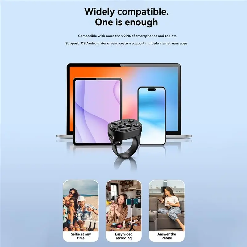 ABKN Bluetooth for TikTok Remote Control Ring Flipping Selfie Fingertip Gadget Give Likes for iOS Android Harmonyos (White)