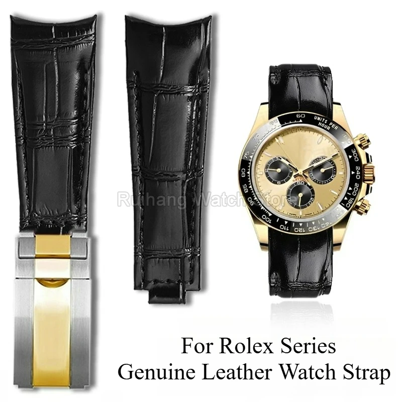 For Rolex GMT Datejust Yacht-Master Genuine Leather Watch Accessory Flexible Comfortable Sweat Absorbent and Durable Quality