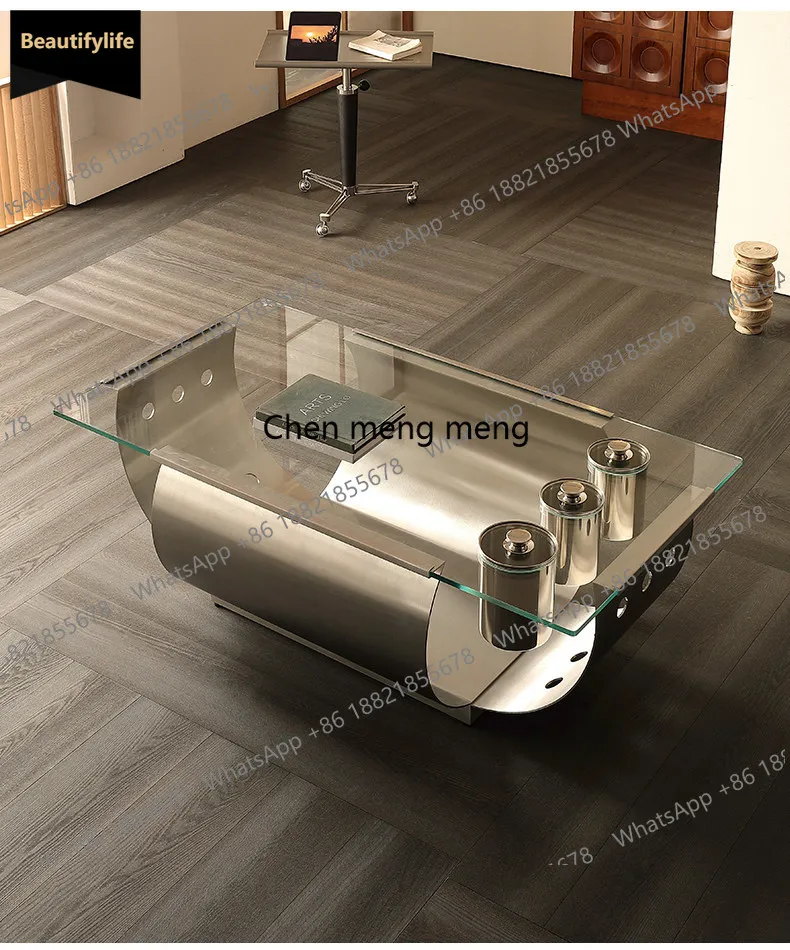 b567 Super white tempered glass coffee table modern art feeling living room coffee table