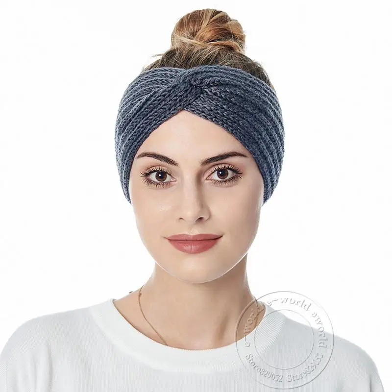 Winter Wool Knitted Headband for Women Crochet Ear Warmer Wide Headbands Turban Head Wrap Hair Accessories Bandana Bandge Scarf