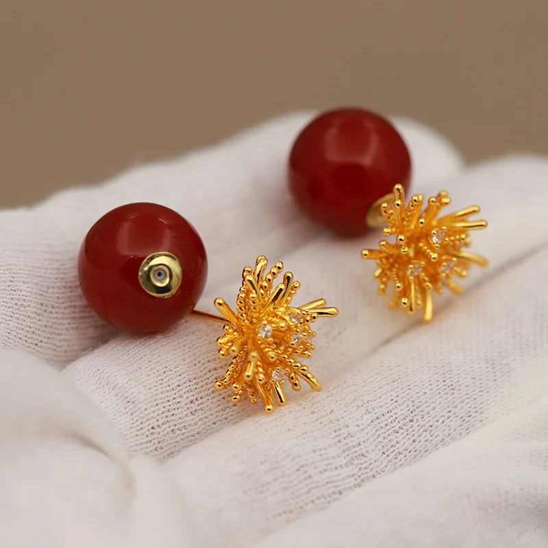 جديد البصر تصميم كريستال قرط صغير زهري للنساء أزياء العلامة التجارية مجوهرات زركونيا حبات اللؤلؤ أقراط حساسة