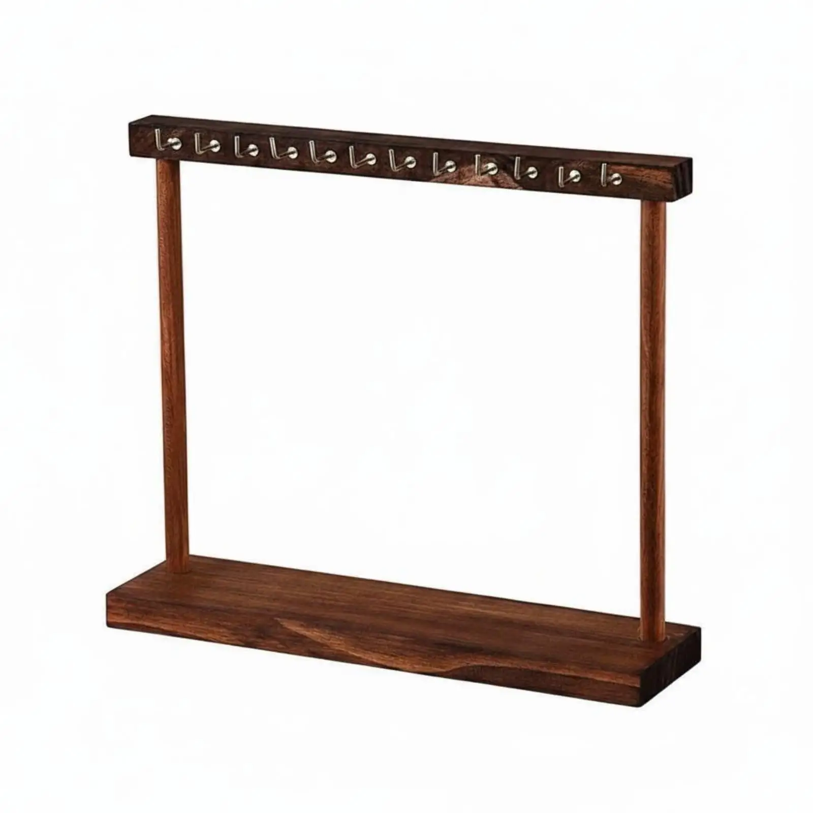 Rustic Wooden Necklace Stand Jewelry Tree Display Holder with Metal Hooks for Earrings Bracelets Organizing