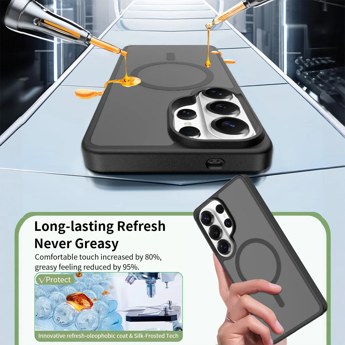 حافظة جلدية غير لامعة 2 في 1 لهاتف سامسونج S26 Edge Ultra S25 Ultra S24 FE Ultra A06 07 A25 A55 A35