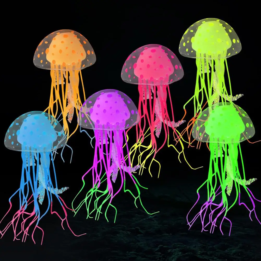 

Soft Silicone Luminous Jellyfish Simulation Fluorescent Jellyfish Ornaments For Fish Tank Landscaping Decoration Accessories