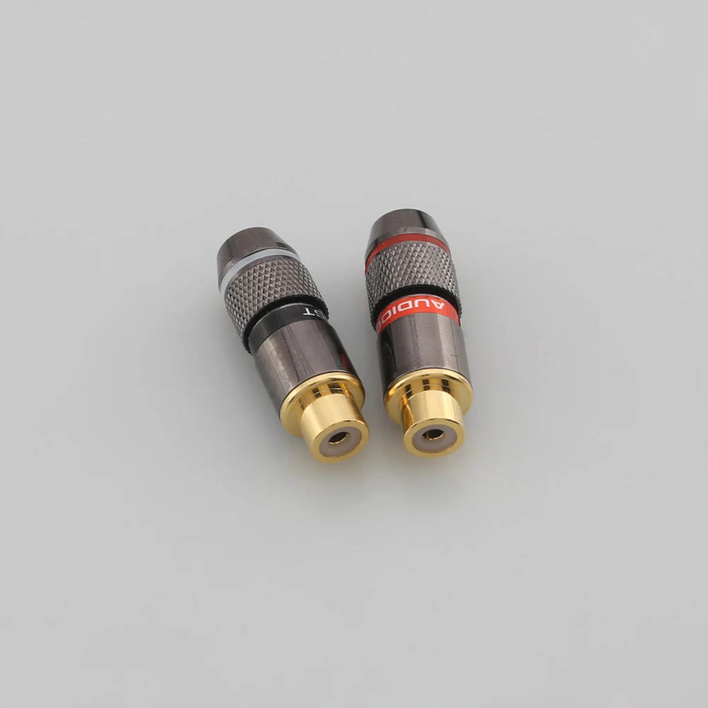 8Pcs R Connector High Quality Gold Plated RCA Female Plug Jack Socket Audio Adapter Black&Red in Speaker Plug