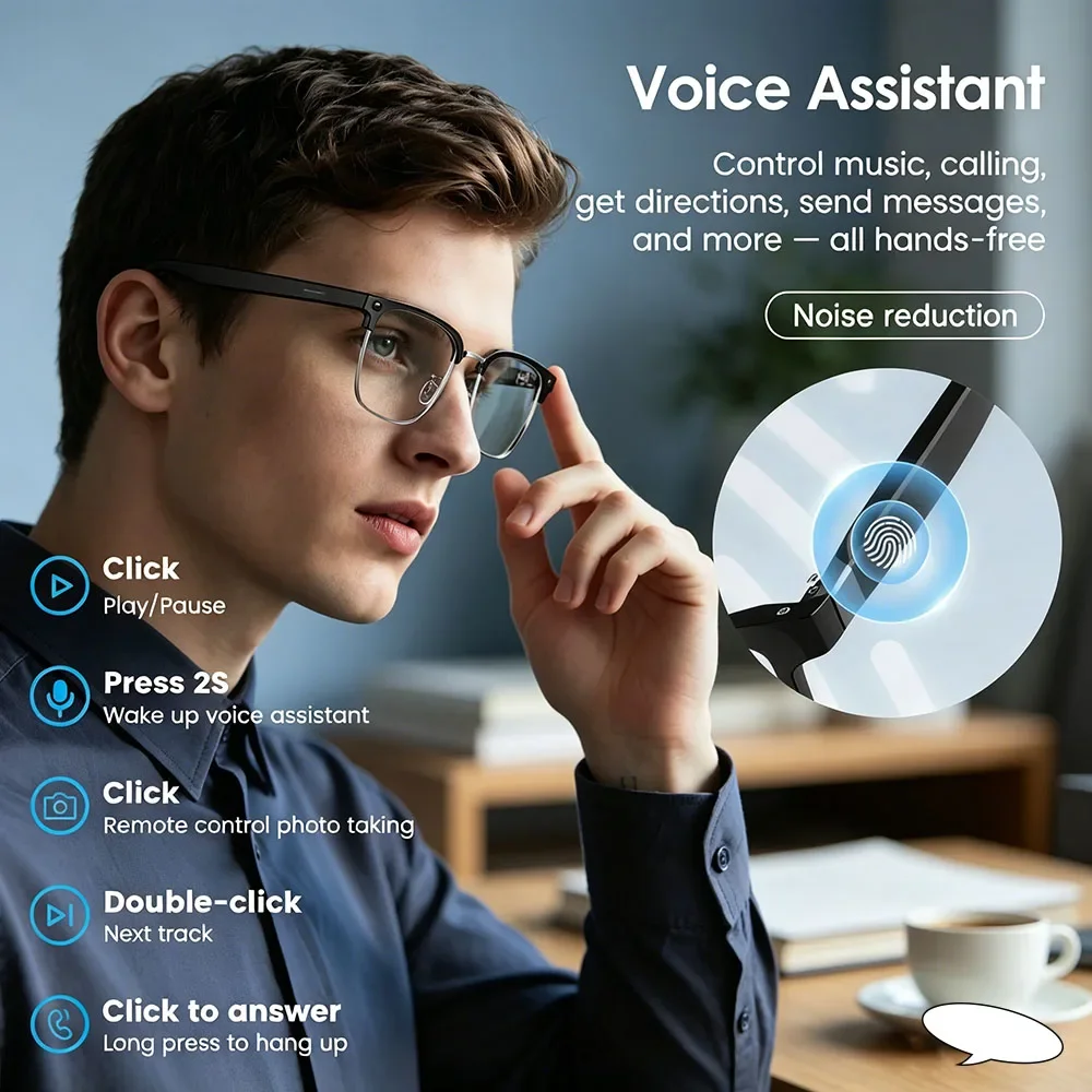 

Trendy AI Smart Glasses 800W Pixel Camera Video Recording AI Photo Recognition Bluetooth Call Voice Translation New Style