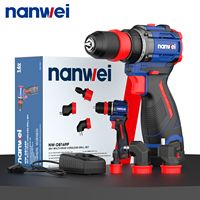 NANWEI 45NM Rechargeable Cordless 16V Brushless Motor Multi-Bit Drill DIY Home Use Multi-Function Drill For Home Decoration