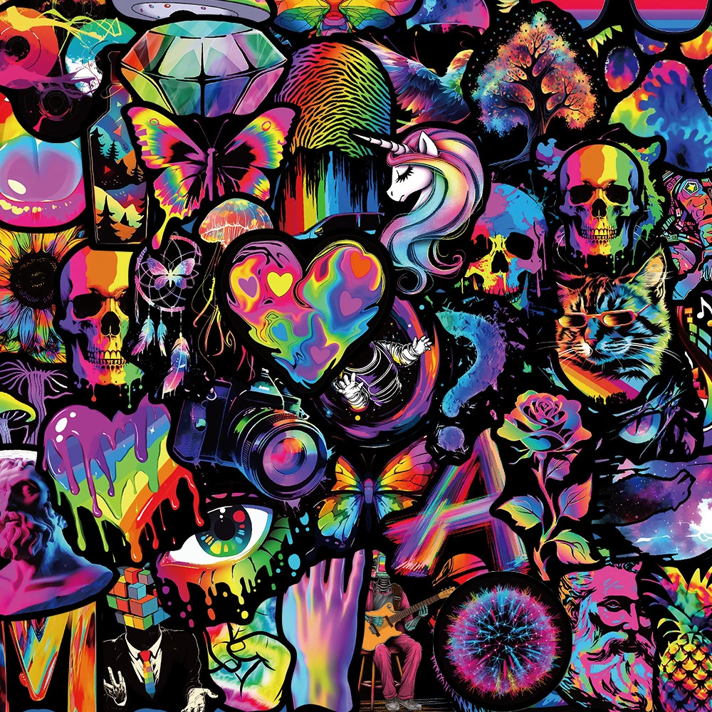 10/30/50 قطعة سلسلة قوس قزح الملونة الكرتون الكتابة على الجدران ملصقات الشارات الجمالية Skateboard بها بنفسك سكيت حقيبة الكمبيوتر المحمول ملصق الجمجمة باردة #1