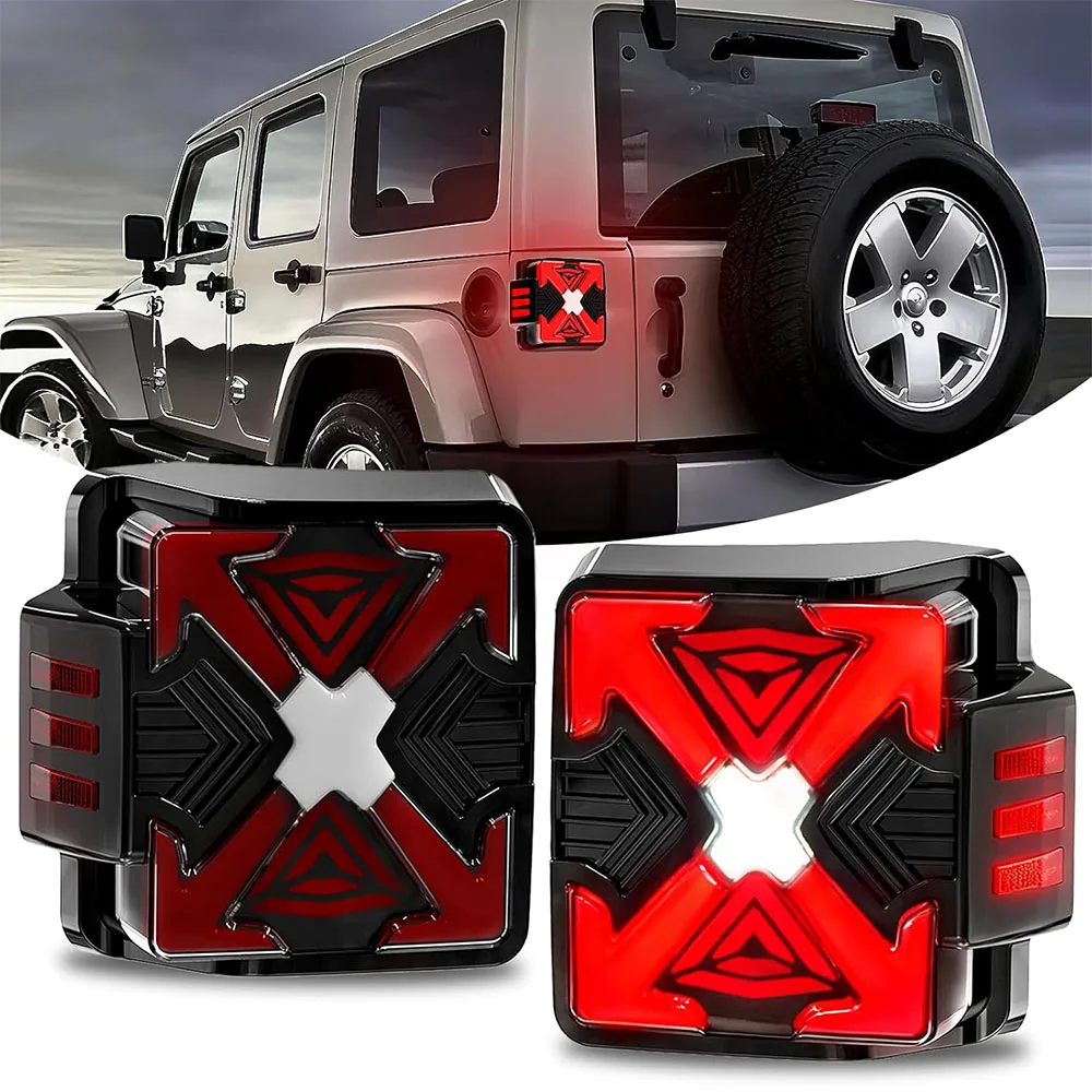 

LED Tail Lights Assembly For 2007 - 2018 Jeep Wrangler JK JKU Sport / Sahara / Rubicon Starting Dynamic Animation Turn Signals