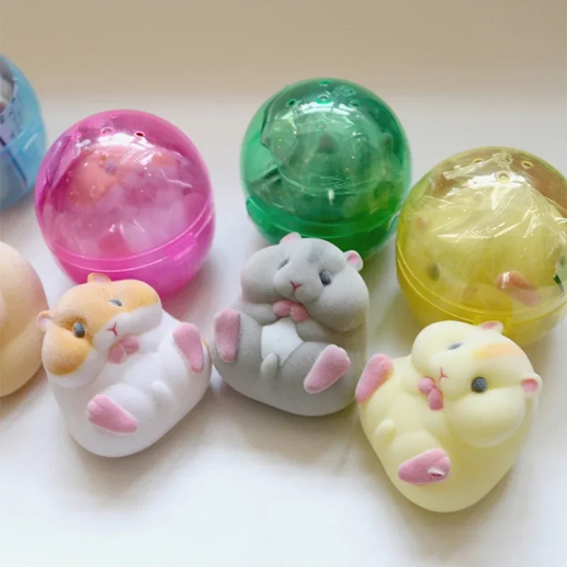 Japan YELL Gashapon Toys Cute Fatty Milky Soft Hamster Flocking Plush Dolls Squeeze Anti Stress Relief Squishy Collect Ornaments