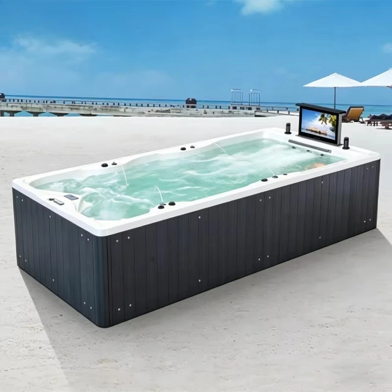 YUNMAN Modern Rectangle Luxury 8 Person Acrylic Whirlpool Massage Bathtub Hydrotherapy Jet Hot Tubs Outdoor Spa for Backyard