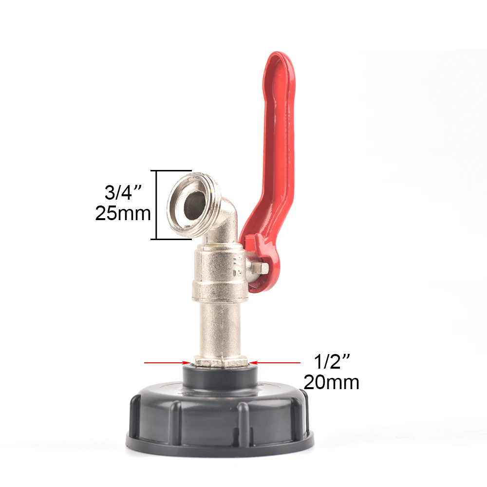 S60 Coarse Thread IBC Tank Tap Elbow PE Pipe Connecter x 16mm 1/2\'\' 3/4\'\' Water Coupling Garden Hose  Faucet Connecter