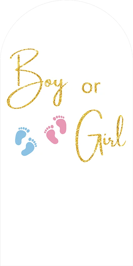 Mehofond Girl or Boy Arch Round Top Cover Photo Backdrop He or She Gender Reveal Party Double-Sided Background Photozone Cover