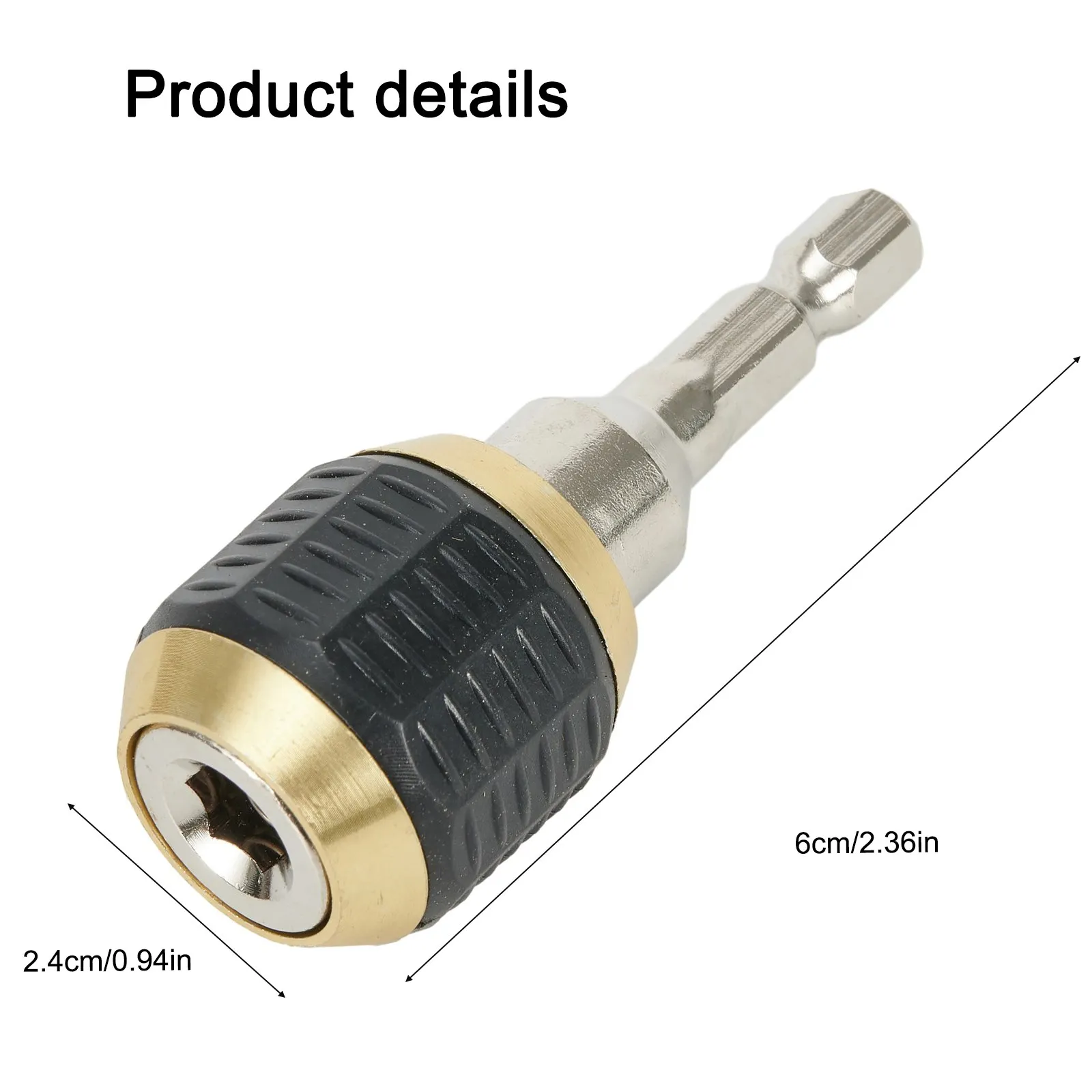 Portabrocas sin llave para destornillador, barra de conversión de vástago hexagonal de 1/4 pulgadas, adaptador de controlador de impacto, accesorios