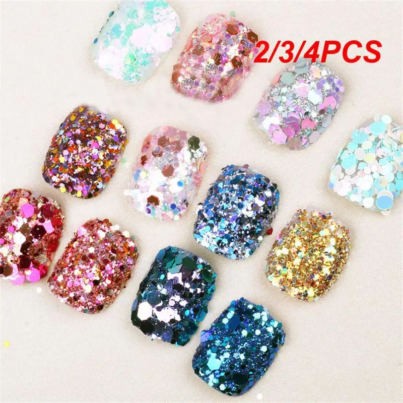 2/3/4PCS Gel Nail Polish Decor Sparkly Flakes Slices Glitter Shiny Large Sequins Holographic Colorful Manicure