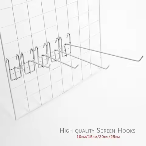 Hight Quality 5-25cm Screen Hooks Supermarket Stainless steel Grid Hooks 3.2mm Thickness Wire Mesh Hanging Hooks For Screen Grid