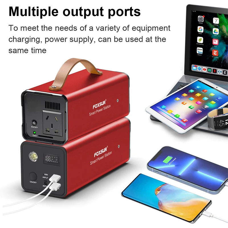 60800mAh Power Bank 200W Outdoor Power Supply 220V AC Output Fast Charging for Laptop Mobile Phone Portable Power Bank Station