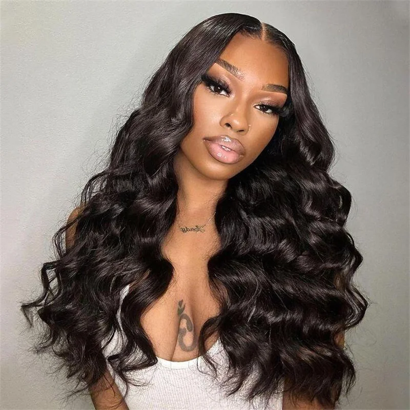 Black Wave Curly Long 26“ 180Density Lace Front Wig For Black Women Babyhair Preplucked Heat Resistant Glueless Daily Wig