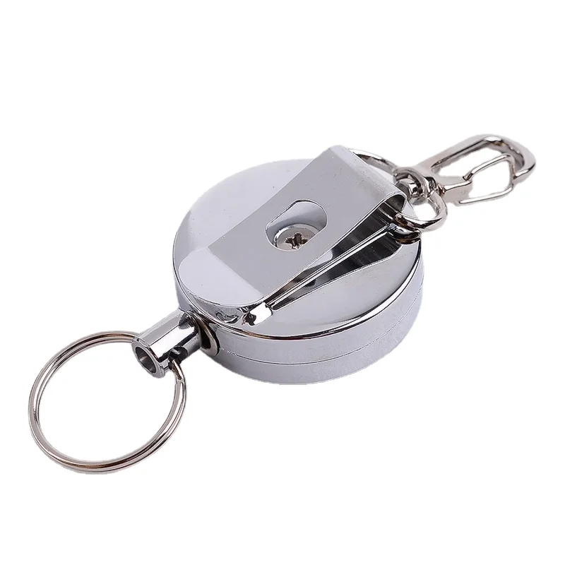 1pc Keychain Metal Anti-theft Wire Badge Reel Retractable Key Ring Work Pass Card Clips Easy Pull Badge Reels Clips