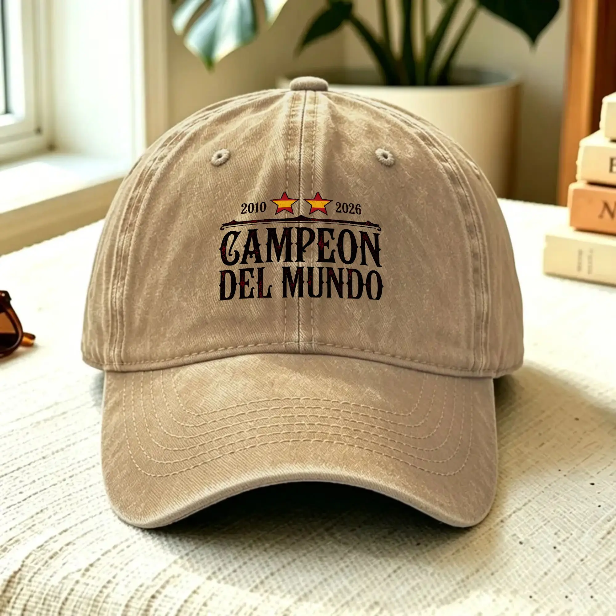 2026 Spain World Champion Two Stars Sun Baseball Cap  Casual Unisex Men Washed Hip Hop Hats Wholesale Fishing Baseball Caps