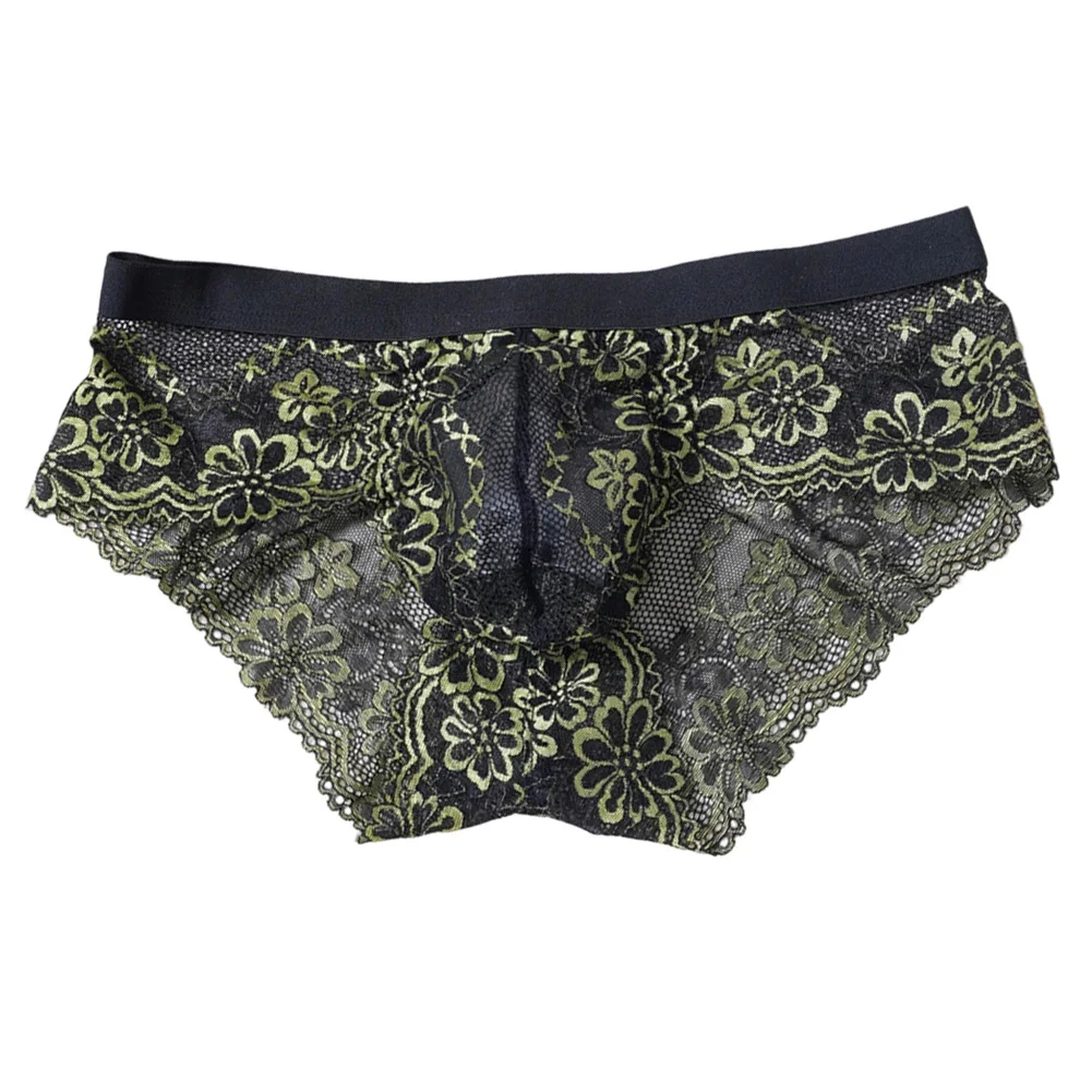 Men Jacquard Lace Briefs Bulge Pouch Sissy Gay Breathe Calcinha Couple Life Underwear Exotic Lingerie Soft Extreme Men's Panties
