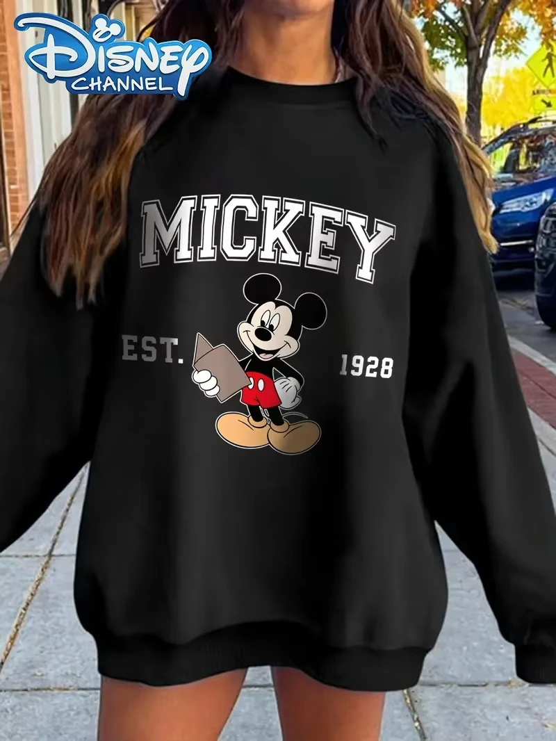 

MINISO женские толстовки с Микки Маусом Disney, толстовка унисекс для пары, пуловер, осенне-зимняя флисовая толстовка большого размера, одежда