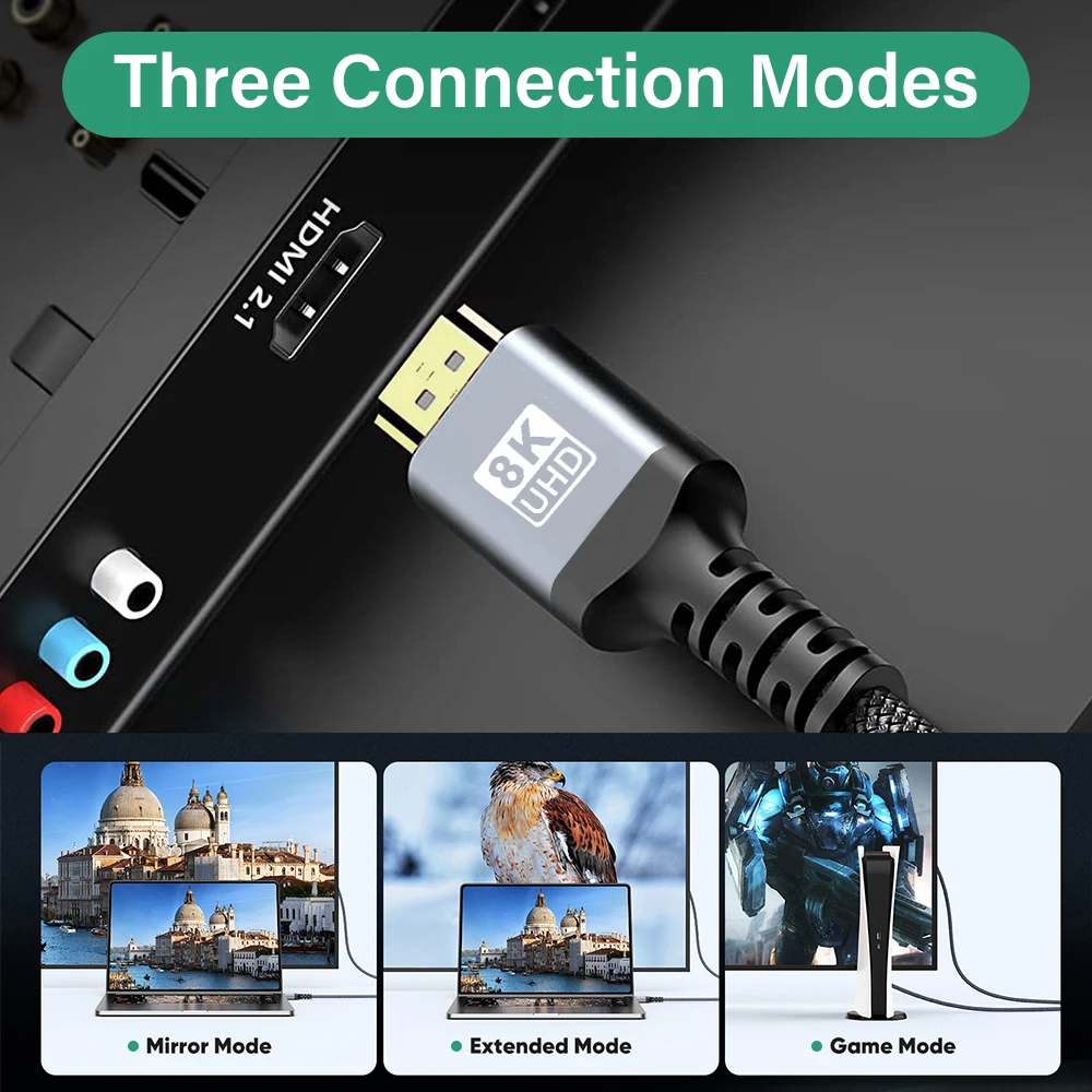 HDMI 8K Cable 8K/60Hz 4K/120Hz HMDI 2.1 48Gbps Ultra High Speed HDR For HDTV Splitter Switcher PS5 Ps4 Projector Vision UHD 7M