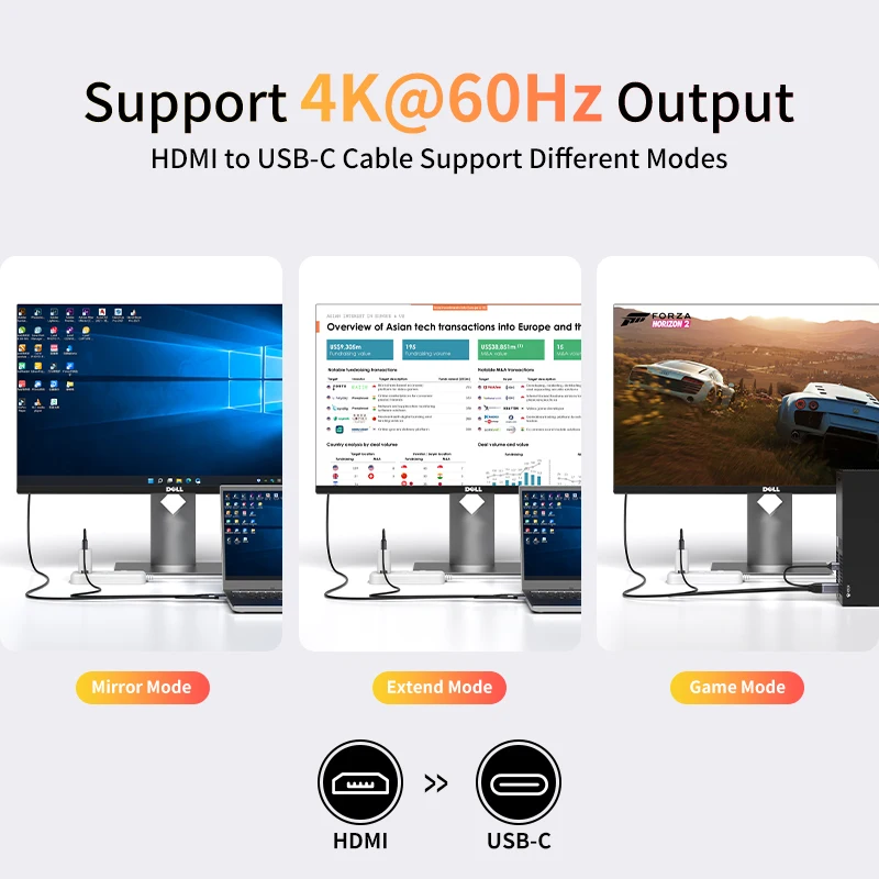 HDMI to USBC 케이블, HDMI to Type C 어댑터, PS5 Xbox SteamDeck to Xreal NrealAir RokidMax RayNeoAir 터치 가능 모니터, 4K60Hz