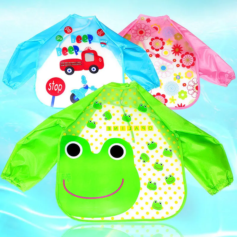 Long Sleeve Waterproof Baby Bandana Bibs EVA Kids Eating Drawing Apron Baby Self Feeding Cartoon Infant Newborn Towel Stuff