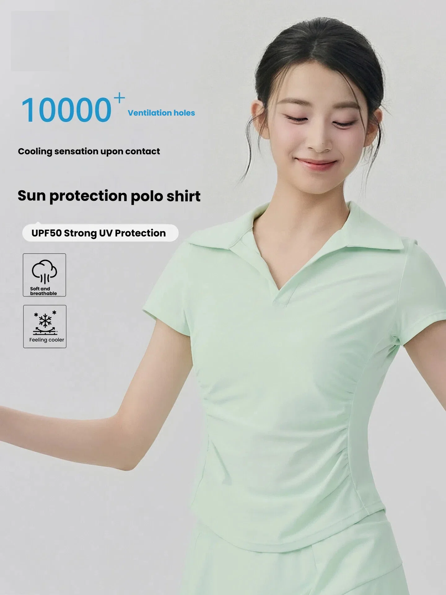 

Women's UV Protection Tennis Polo Shirt Sun-Protective Yoga Top Slim Fit Quick Dry Sports T-Shirt Pilates Running Gym Tee