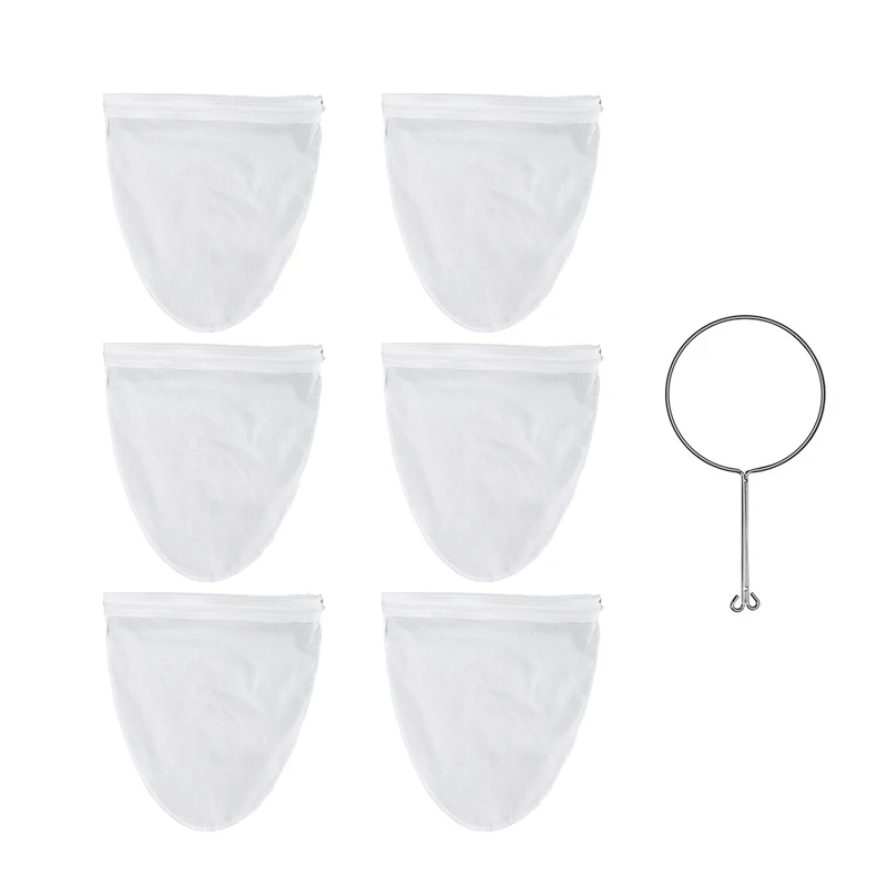 

6 Milk Tea Filter Bags Ultrafine Mesh Filter Bags Tea Bags With Stainless Steel Handles Filter Coffee Tea Milk