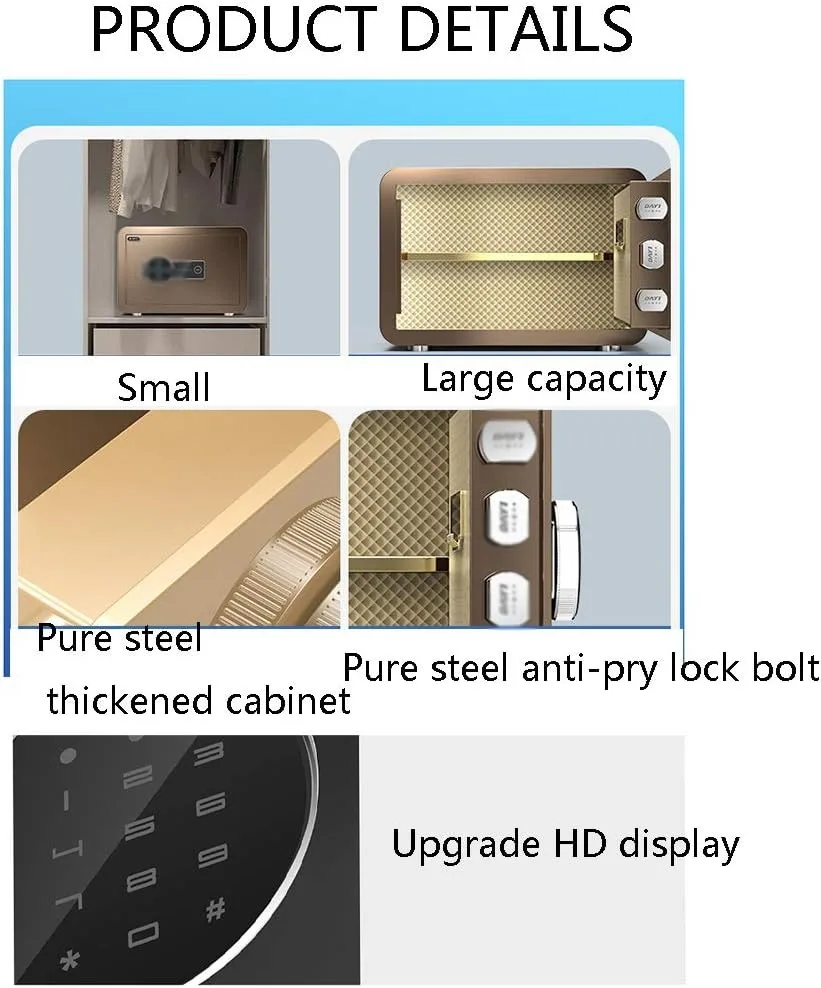 Digital Safe Box for Money All Steel Cofre Inteligentes Fingerprint Electronic Password Safe Household Small Safe Deposit Box