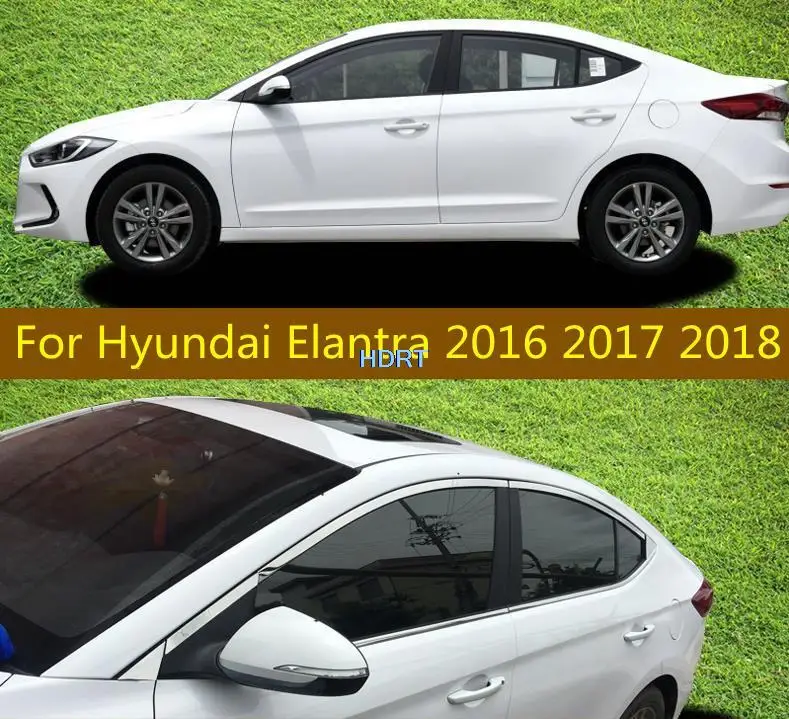 For Hyundai Elantra 2016 2017 2018 Car Sticker Stainless Steel Glass Window moulding Garnish Pillar Middle Column Trim strips