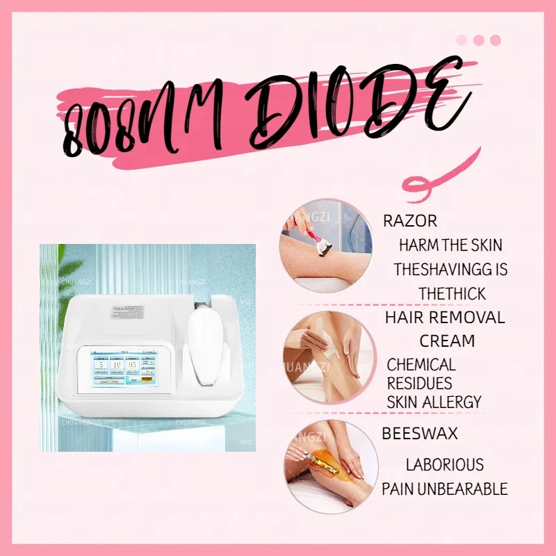 المحمولة 3500 واط 808nm ديود إزالة الشعر بالليزر 755 1064nm الطول الموجي نقطة التجميد غير مؤلم آلة إزالة الشعر الدائم
