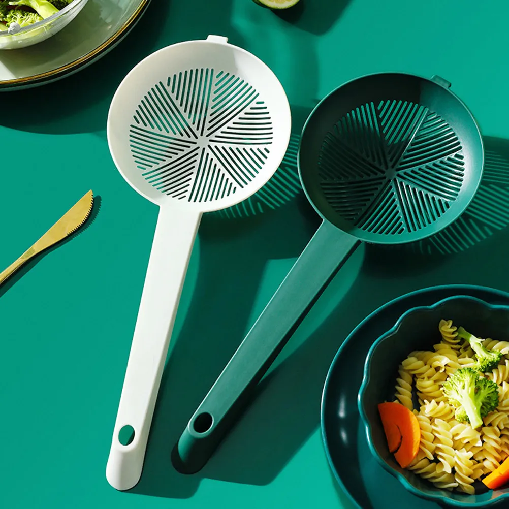 2 Cucharas Coladoras Ergonómicas de Plástico Resistente al Calor con Ranuras para Papas Fritas, Verduras, Carne, Wontons, Pasta y Fideos