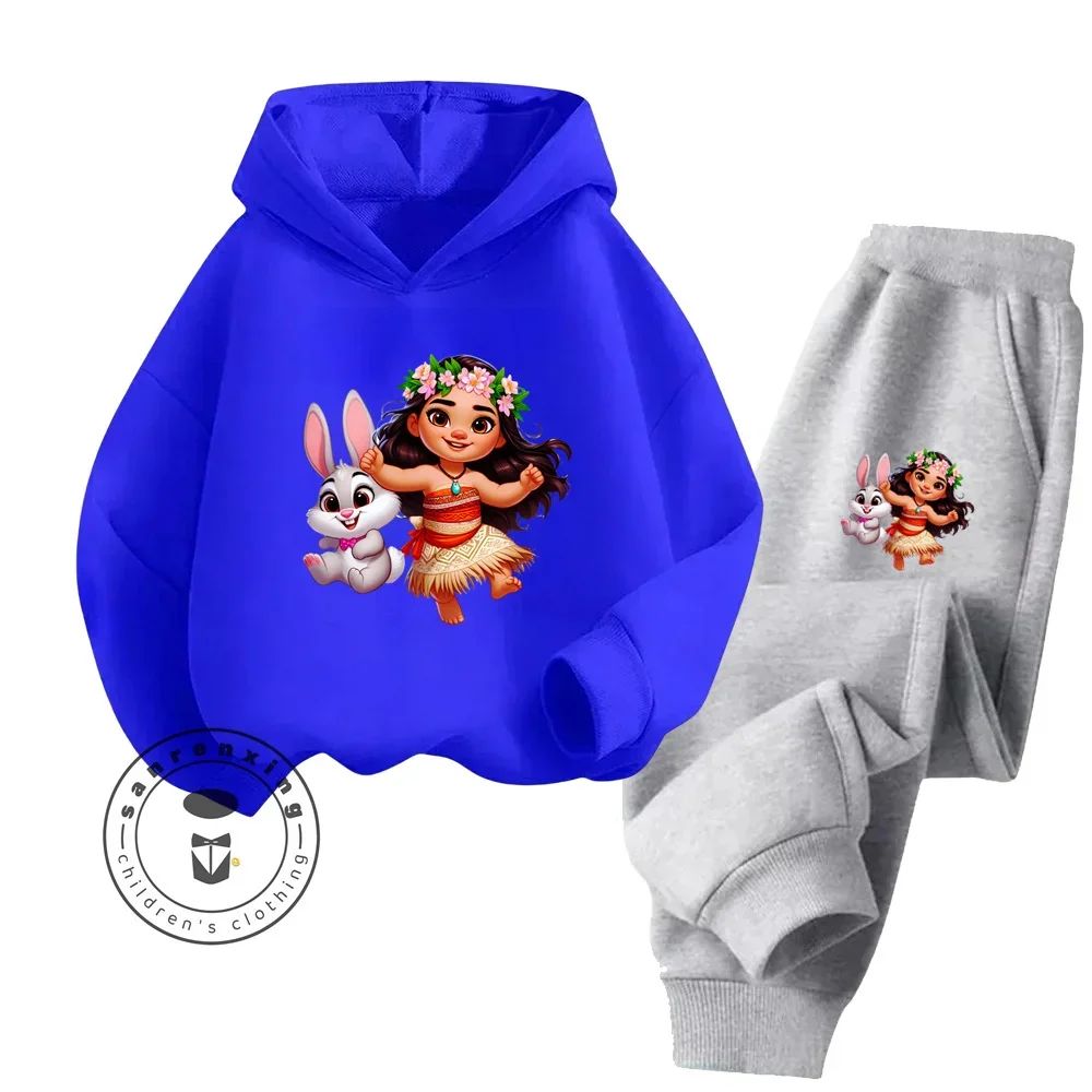 Moana Disney Hip Hop Long Sleeve Sets Suitable for 3-14 Years Old Kids Streetwear Style Modern Fall Winter Hoodie Tracksuit